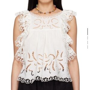 SEA New York - White Lace Ruffle Top